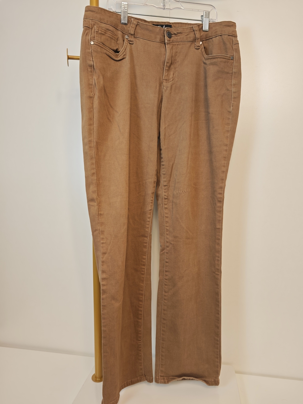 Earl Jeans Womens Brown Straight Leg Pants Size 12 Stretch Denim Casual